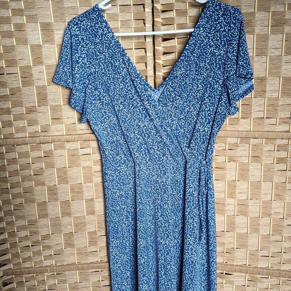 Midi Dress, Blue and White - Picture 1 of 4